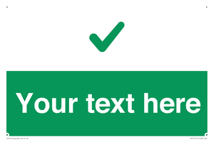 Custom green background, green tick sign